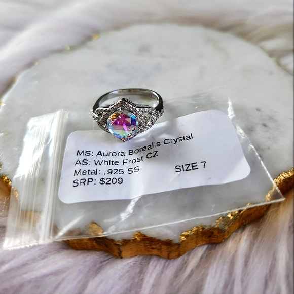 NWT Ryze Aurora Borealis Crystal .925 Sterling Silver Ring - Picture 3 of 8